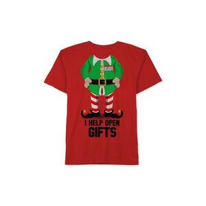 jem new red men size medium m elf i help open gifts graphic print tee shirt
